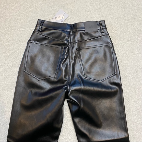NEW Anine Bing Sonya Pant Black Faux Leather Slim Straight Fit Leg Trouser size - Picture 13 of 16